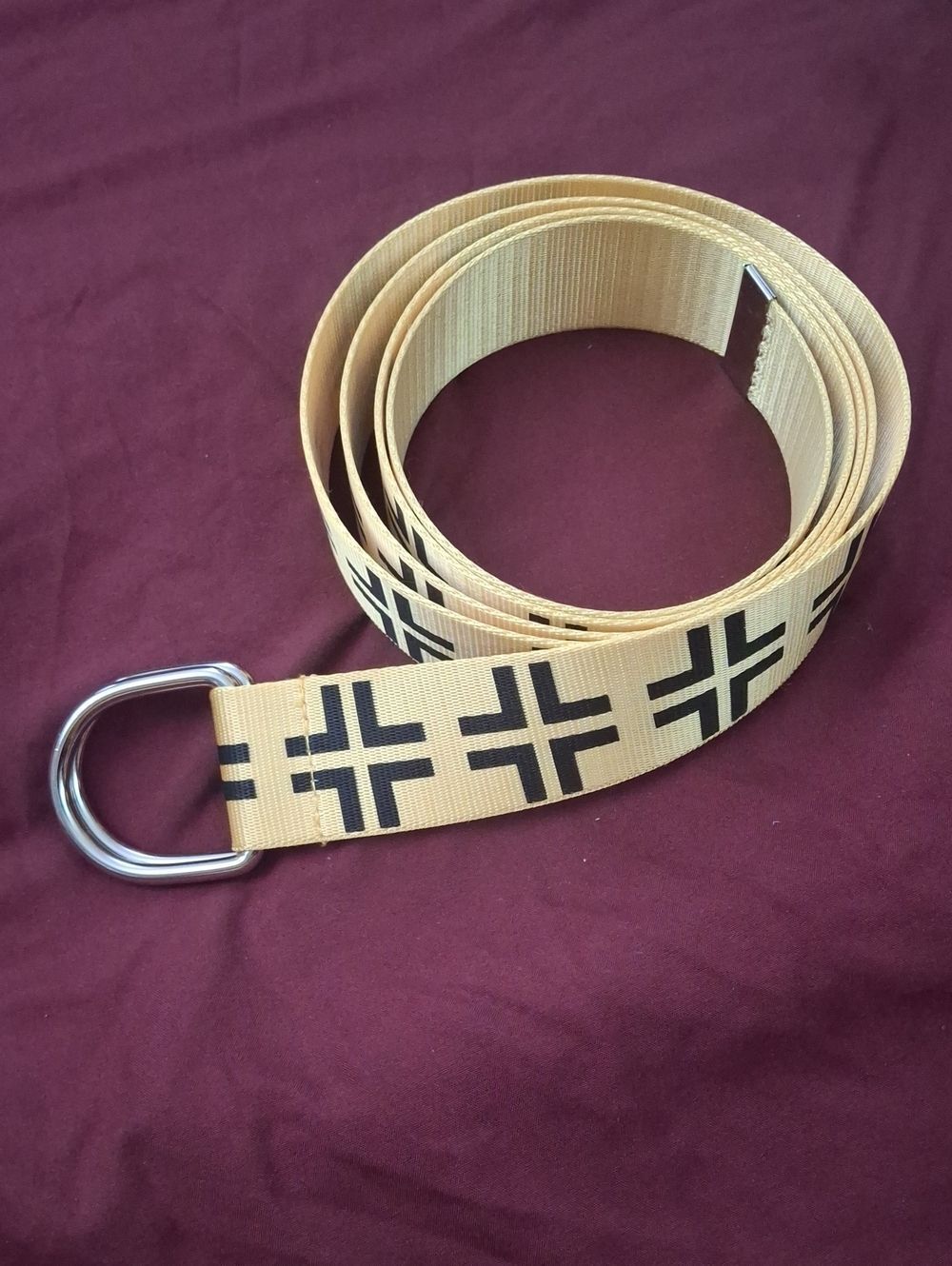 64" Yellow Webbing Belt with Black Cross Pattern